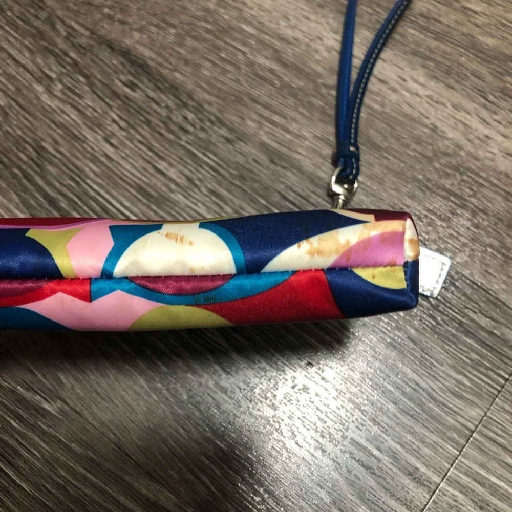 Coach Multicolor Poppy C Logo Sateen Wristlet - Blue Trim